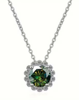 Moss Agate Geometric Round Necklace