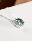 Moss Agate Geometric Round Necklace