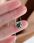 Moss Agate Geometric Round Necklace