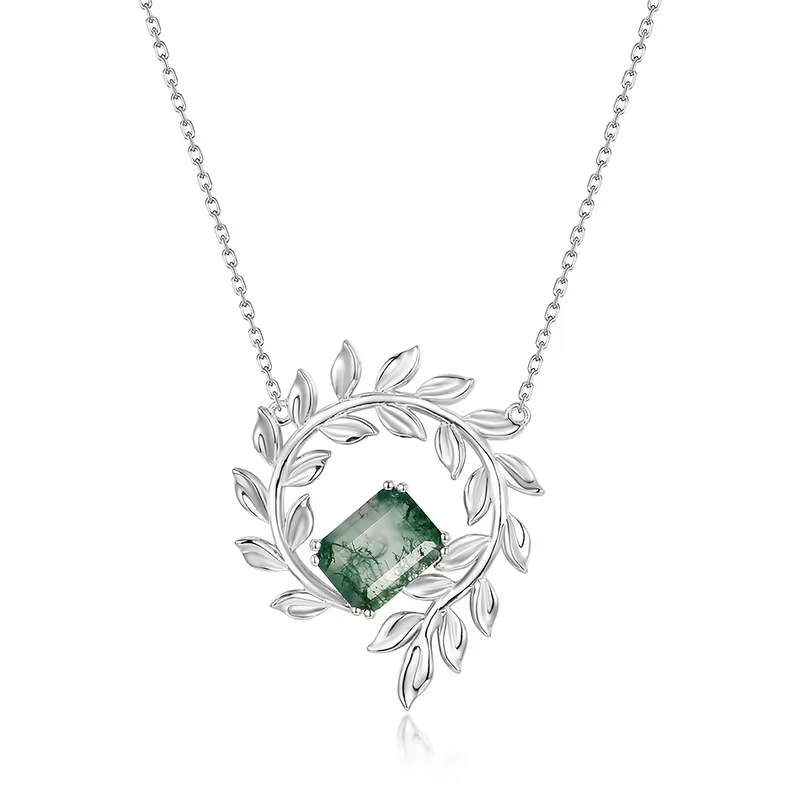 Moss Agate Fern Necklace