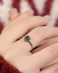 Moss Agate Stone Drop Silver Ring