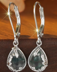 Moss Agate Rounded Drop Earrings