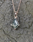 Moss Agate Geometric Drop Necklace