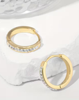 Golden Inlaid Zirconia Hoop Earrings