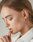 Gold Twisted Crystal Hoop Earrings