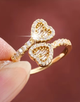 Adjustable Heart Shape Bright Gold Ring