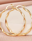 Boho Gold Twisted Hoop Earrings