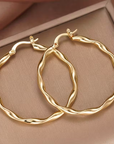 Boho Gold Twisted Hoop Earrings