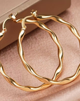 Boho Gold Twisted Hoop Earrings