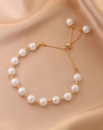 White Pearl Adjustable Gold Bracelet
