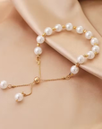 White Pearl Adjustable Gold Bracelet