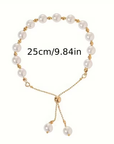 White Pearl Adjustable Gold Bracelet