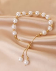White Pearl Adjustable Gold Bracelet