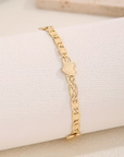 Gold Heart Cuban Chain Bracelet