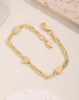 Gold Heart Cuban Chain Bracelet