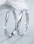 Retro Twisted Hoop Silver Earrings