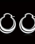 Moon Hoop Silver Earrings