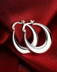 Moon Hoop Silver Earrings