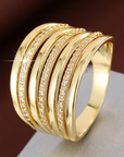 Wide Layer Zirconia Gold Ring