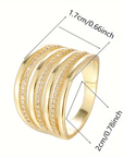 Wide Layer Zirconia Gold Ring