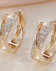 Gold Cross Zirconia Hoop Earrings