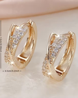 Gold Cross Zirconia Hoop Earrings