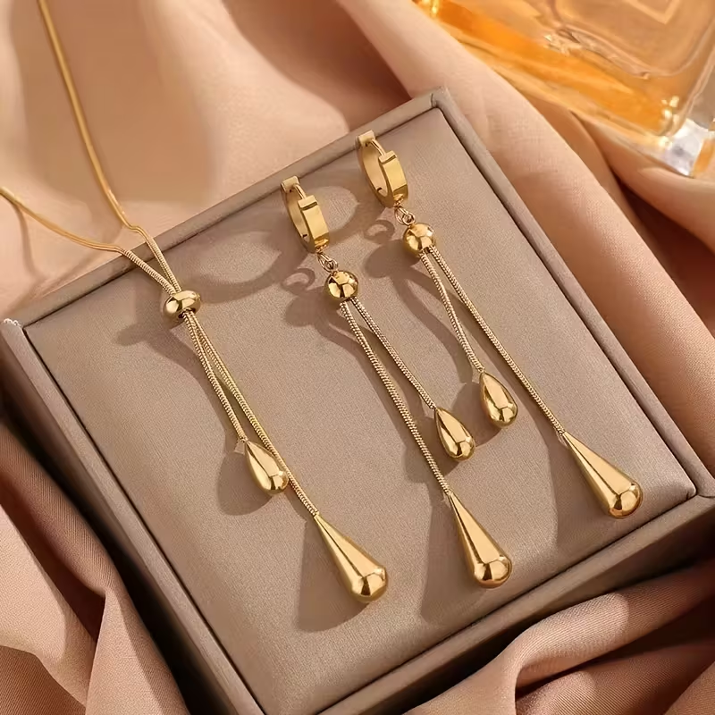 Luxury Gold Drop Dangle Set