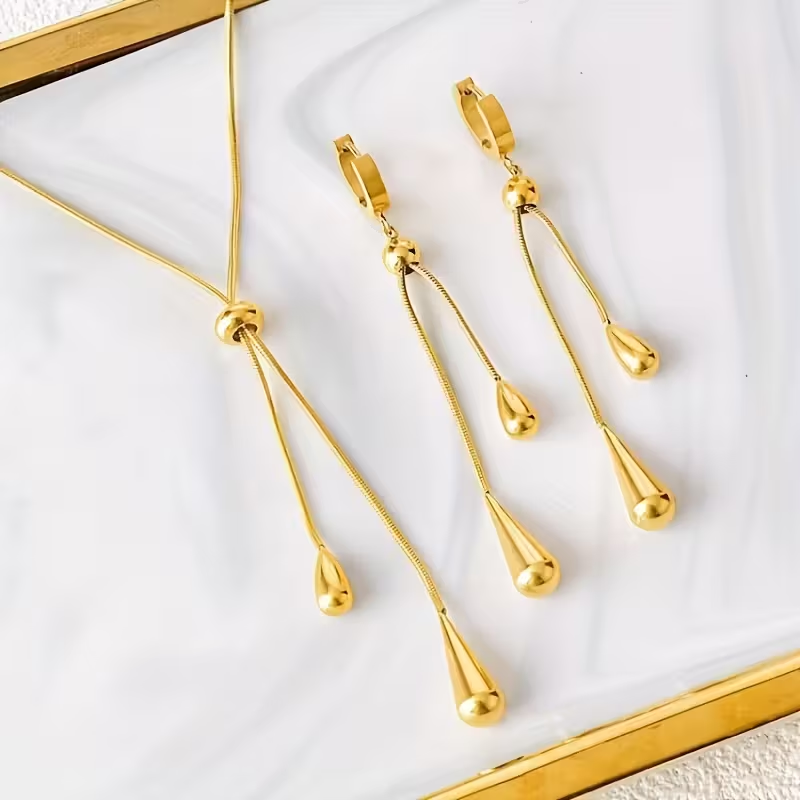Luxury Gold Drop Dangle Set