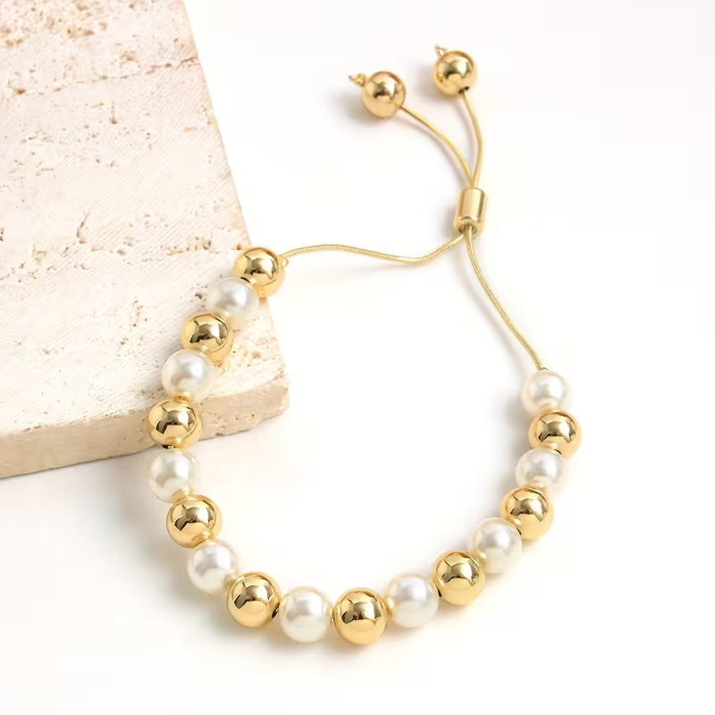 Gold &amp; Pearl Beads Bracelet