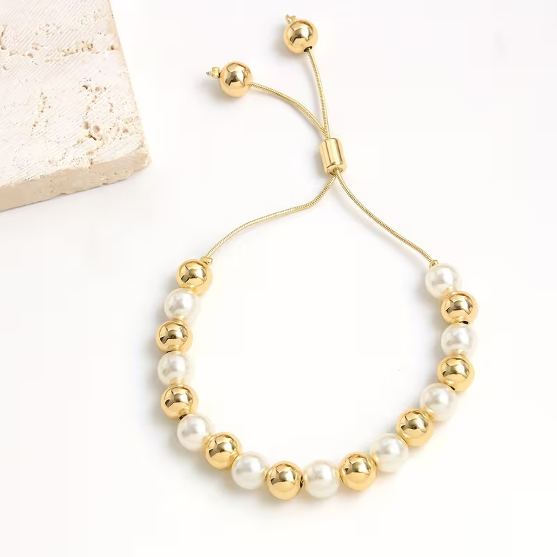 Gold &amp; Pearl Beads Bracelet