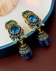Dangle Retro Blue Crystal Earrings