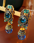 Dangle Retro Blue Crystal Earrings
