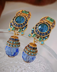 Dangle Retro Blue Crystal Earrings