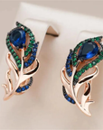 Blue Crystal Flower Elegant Earrings