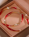 Red Zirconia Gold Hoop Earrings
