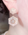 Hexagonal Drop Crystal Earrings