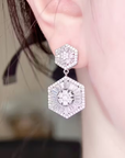 Hexagonal Drop Crystal Earrings