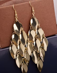 Vintage Boho Golden Leaf Dangle Earrings