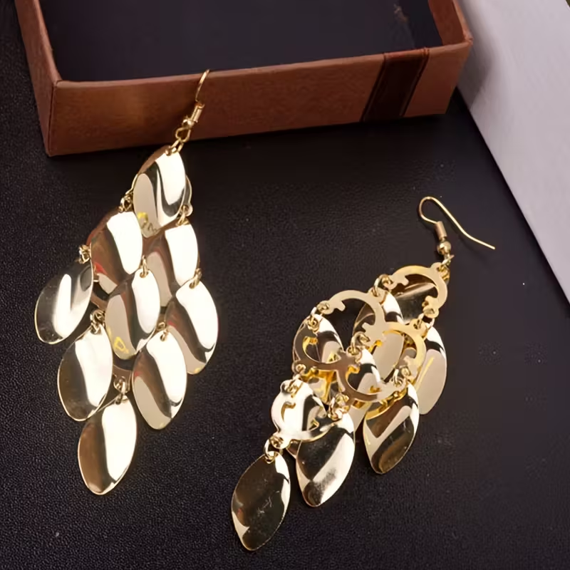 Vintage Boho Golden Leaf Dangle Earrings