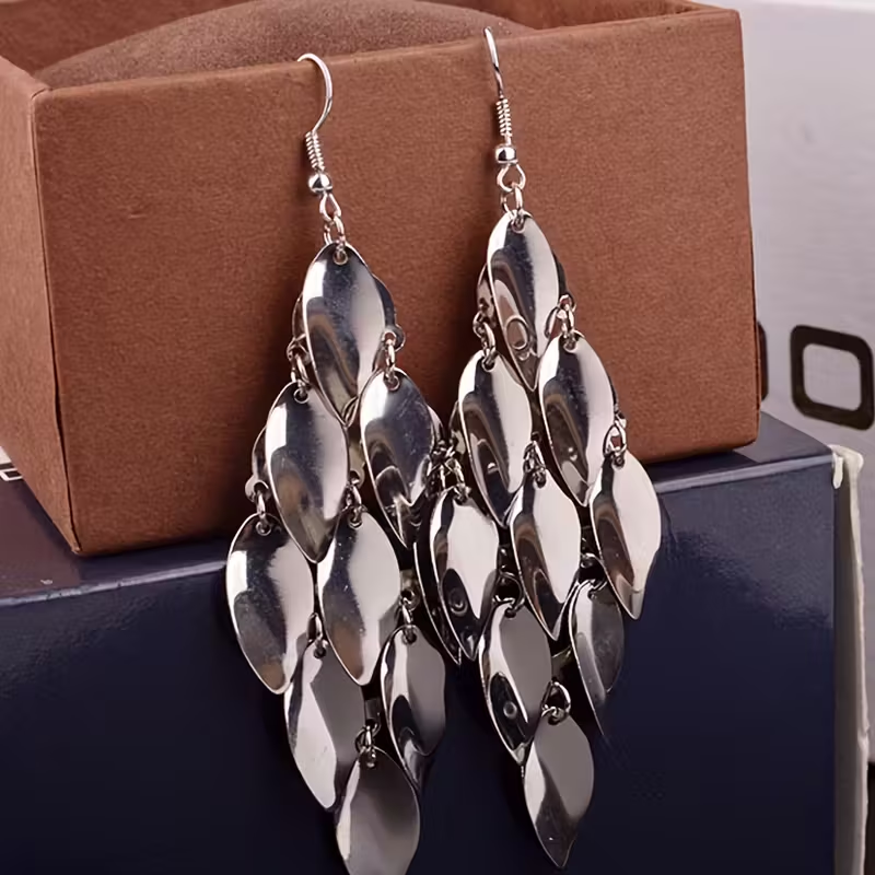 Vintage Boho Golden Leaf Dangle Earrings