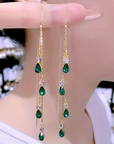 Elegant Droplet Rhinestone Tassel Earrings