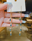 Elegant Droplet Rhinestone Tassel Earrings