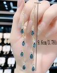 Elegant Droplet Rhinestone Tassel Earrings