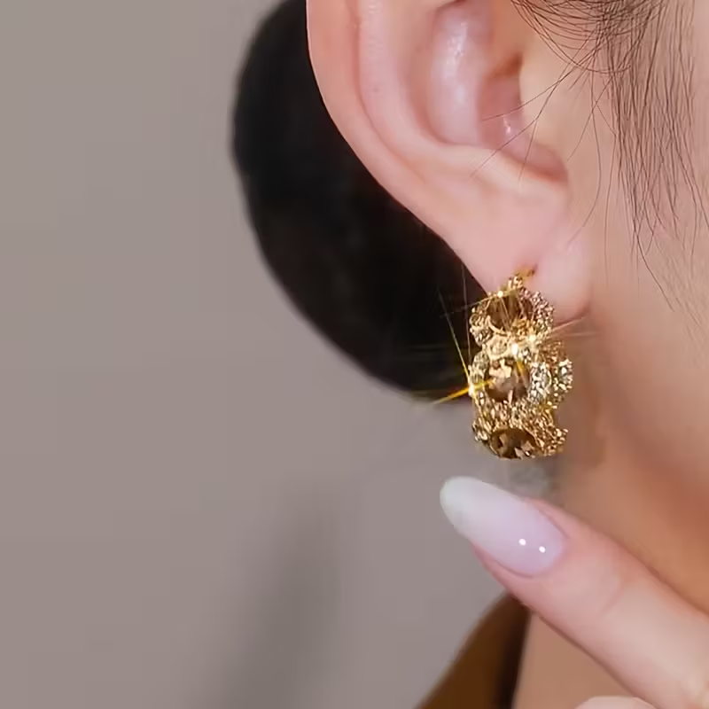 Inlaid Zirconia Sparkling Earrings