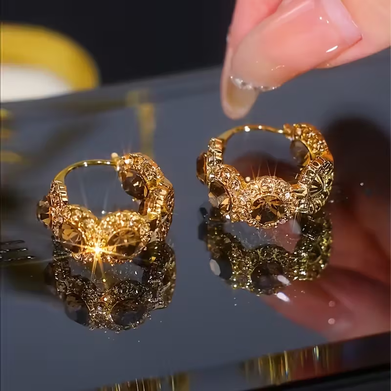 Inlaid Zirconia Sparkling Earrings