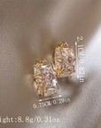 Inlaid Cubic Glass Gold Earrings