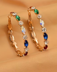 Colorful Zirconia Hoop Gold Earrings