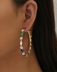 Colorful Zirconia Hoop Gold Earrings