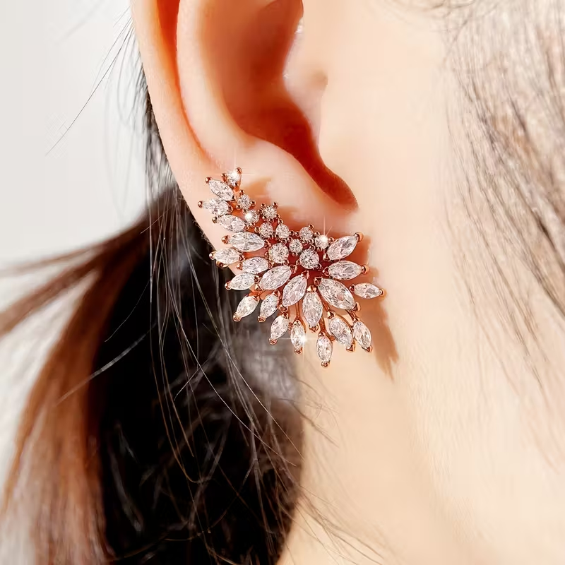 Elegant Zirconia Flower Earrings