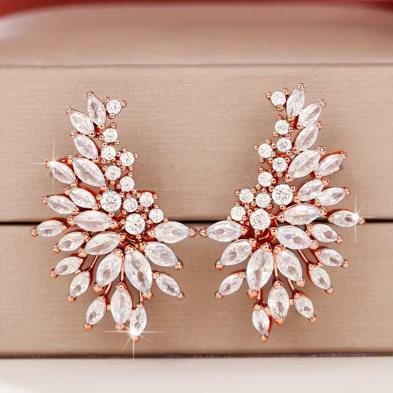 Elegant Zirconia Flower Earrings